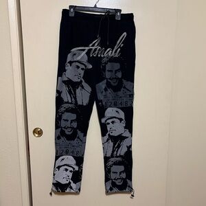 Assali Black and Gray Graphic Sweatpants